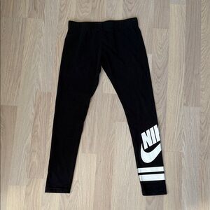 Nike Kids Black Leggings with White Logo